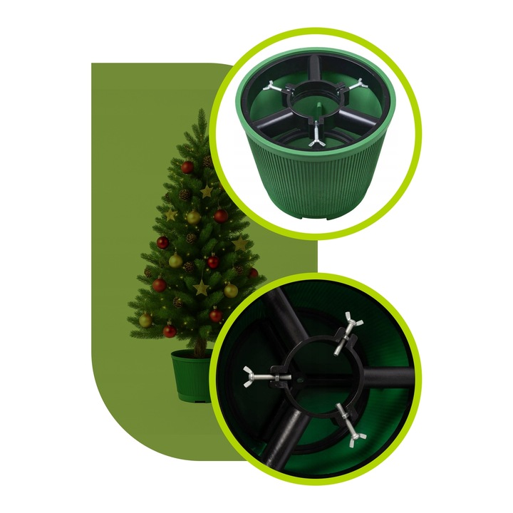 STOJAK NA CHOINKĘ ZIELONY REGULOWANY 2W1 Z POJEMNIKIEM NA WODĘ 31 CM
