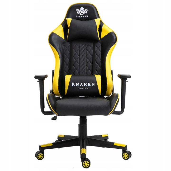 FOTEL GRACZA GAMINGOWY OBROTOWY KRZESŁO BIUROWE DO BIURKA ŻÓŁTY