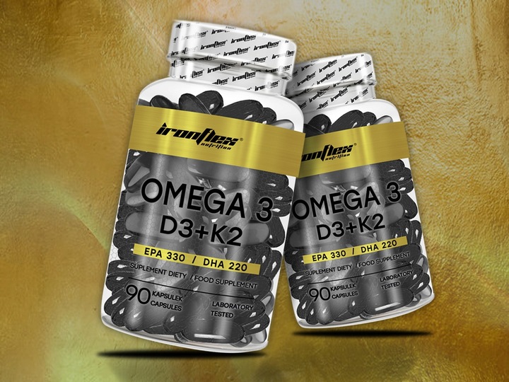 IRONFLEX OMEGA 3 D3+K2+ VIT E 90 kaps ZDROWE SERCE KOŚCI ZĘBY KWASY EPA DHA