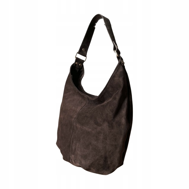 CZEKOLADOWA ZAMSZOWA TOREBKA WOREK BRĄZOWA TOREBKA ZAMSZ NATURALNY ZAMEK