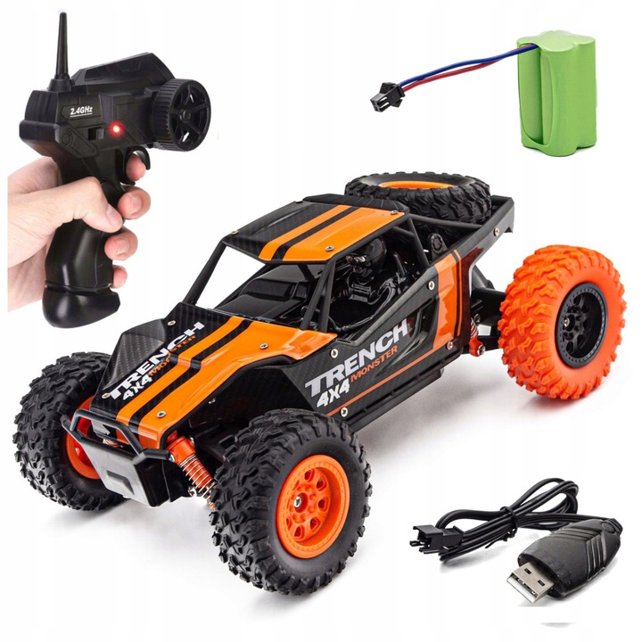 Samochód ZDALNIE STEROWANE AUTO 4x4 na PILOTA Akumulator RC Terenowy Buggy