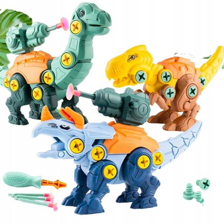 DINOZAURY DO SKRĘCANIA ROZKRĘCANIA Zestaw 3 FIGURKI z wyrzutniami STRZAŁKI