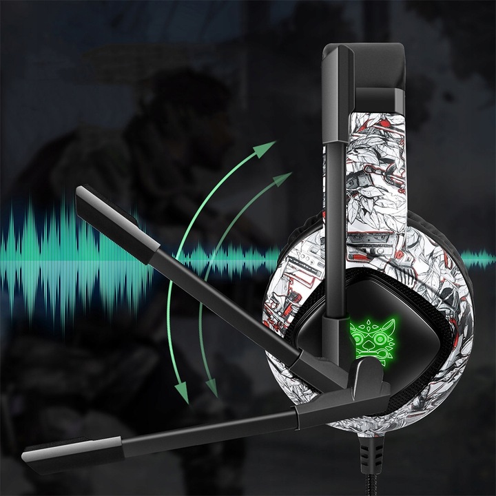 ONIKUMA K19 CAMO SŁUCHAWKI GAMINGOWE NAUSZNE PRZEWODOWE Z MIKROFONEM RGB