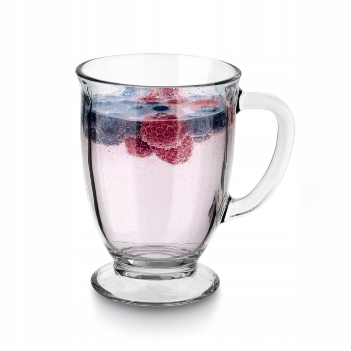 Zestaw kubków 6x DUŻY KUBEK SZKLANY do herbaty 450ml Z UCHEM do zmywarki