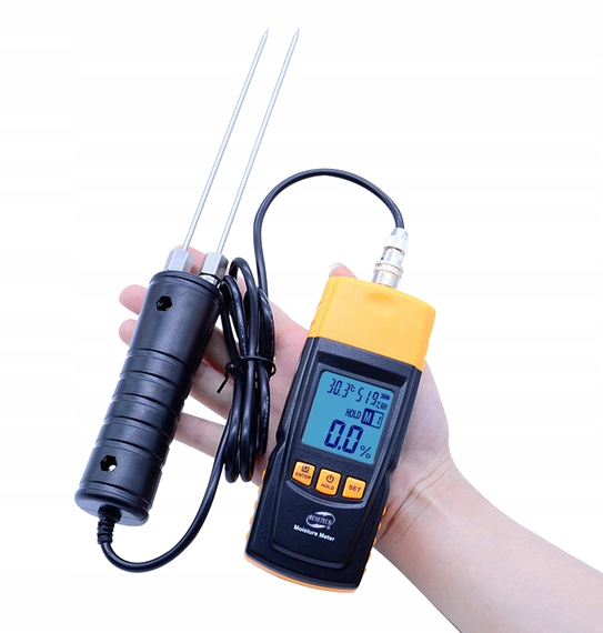 WILGOTNOŚCIOMIERZ PRECYZYJNY I SZYBKI MIERNIK WILGOTNOŚCI DREWNA+SONDA LCD