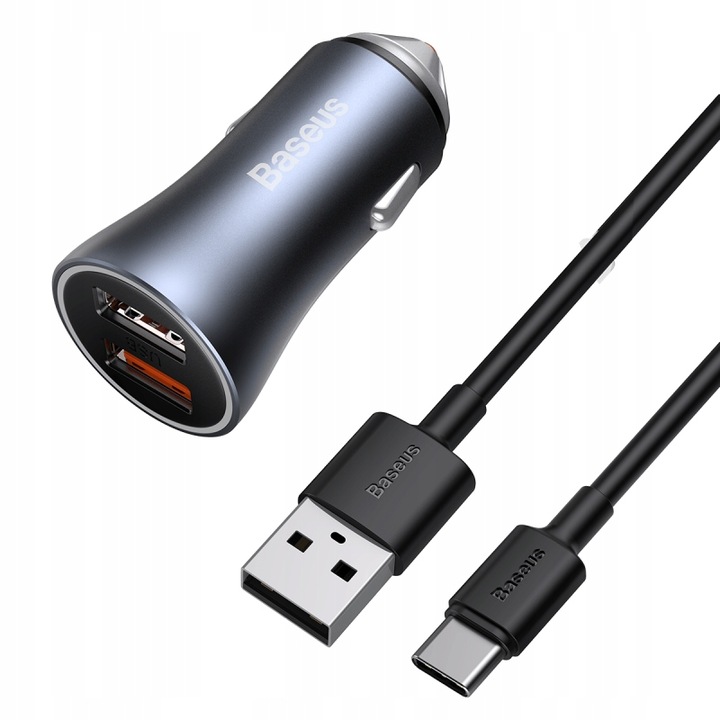 BASEUS SZYBKA ŁADOWARKA SAMOCHODOWA DO TELEFONU 40W 5A USB QC 4.0 KABEL