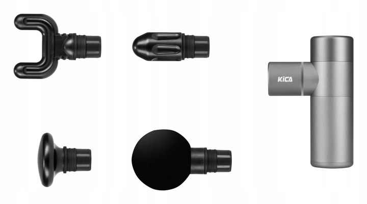 Aluminiowy pistolet do masażu Kica 4 głowice cellulit zakwasy