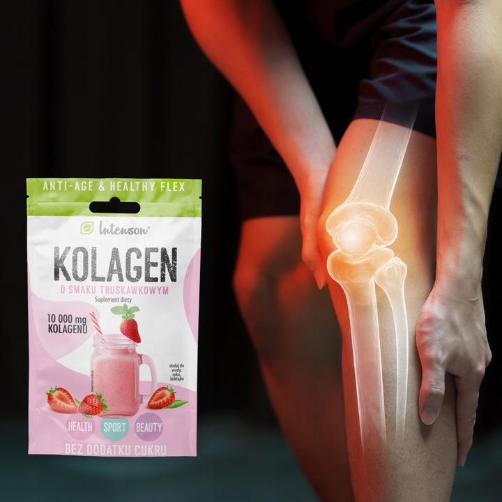10x INTENSON KOLAGEN + KWAS HIALURONOWY + WITAMINA C do picia truskawkowy