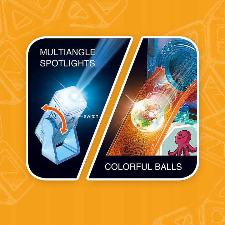 KLOCKI MAGNETYCZNE KONSTRUKCYJNE ŚWIECĄCY TOR PANELE 75 elementów