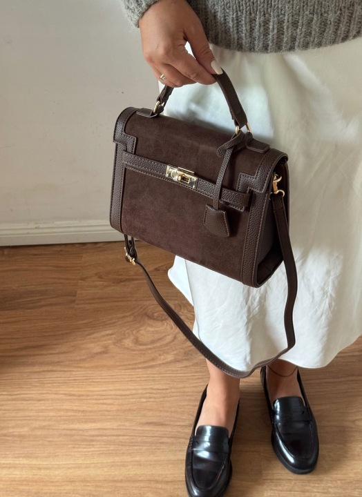 Torebka Gallantry Paris HIT czekoladowa zamsz eco brązowa listonoszka brąz