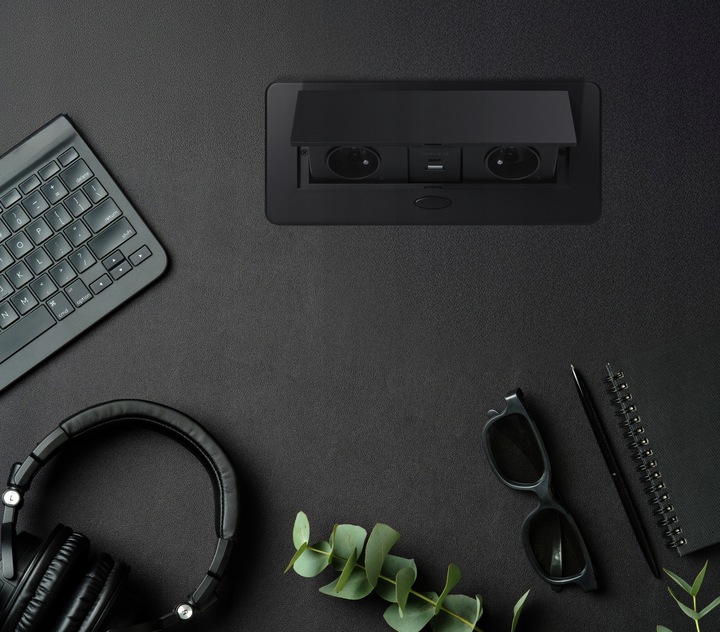Gniazdo wpuszczane chowane w blat nablatowe USB USB-C STALOWE