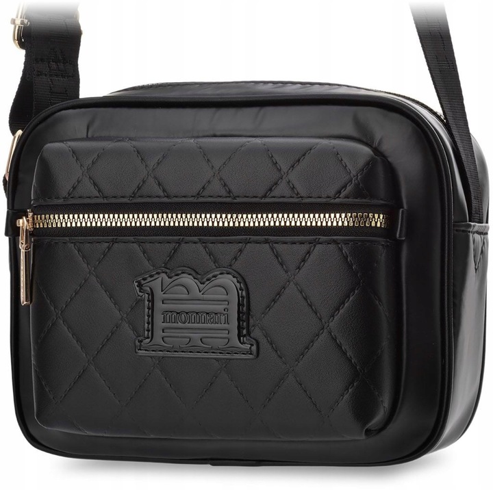 Monnari Czarna Pikowana Torebka Listonoszka Damska Z Paskiem Pojemna Torba