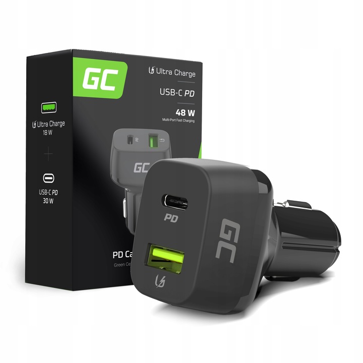 GC Szybka Ładowarka samochodowa USB-C USB 48W ładowanie PD QC 3.0 12V 24V