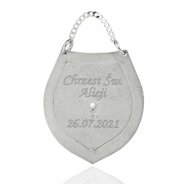 Srebrny Ryngraf Matka Boska na Pamiątkę Chrztu Świętego Grawer dla Dziecka