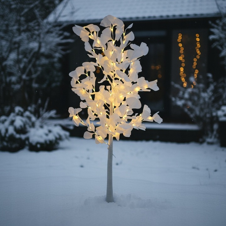 Drzewko Świąteczne Ozdobne Świecące LED BRZOZA 150 cm Lampki Białe Ciepłe