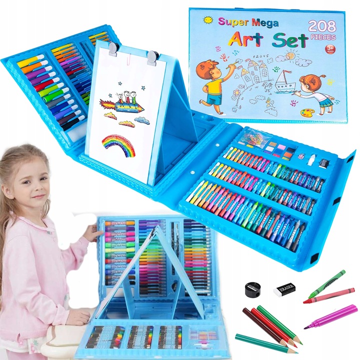 ZESTAW DO MALOWANIA DLA DZIECI 208el Artystyczny Plastyczny Twórczy Walizka
