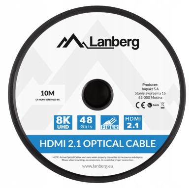 KABEL PRZEWÓD PRZYŁĄCZE HDMI V2.1 8K 144HZ ETHERNET OPTYCZNY HDR AOC 10M