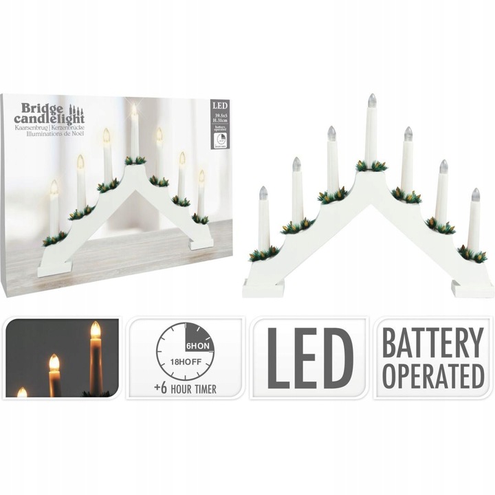 ŚWIĄTECZNY ŚWIECZNIK ADWENTOWY OZDOBA DEKORACJA ŚWIECZKI LAMPKI 7 LED TIMER