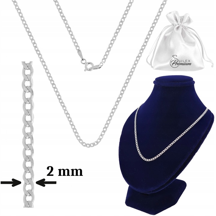 Łańcuszek srebrny pr. 925 Splot PANCERKA do Zawieszek | 60 cm x 2 mm