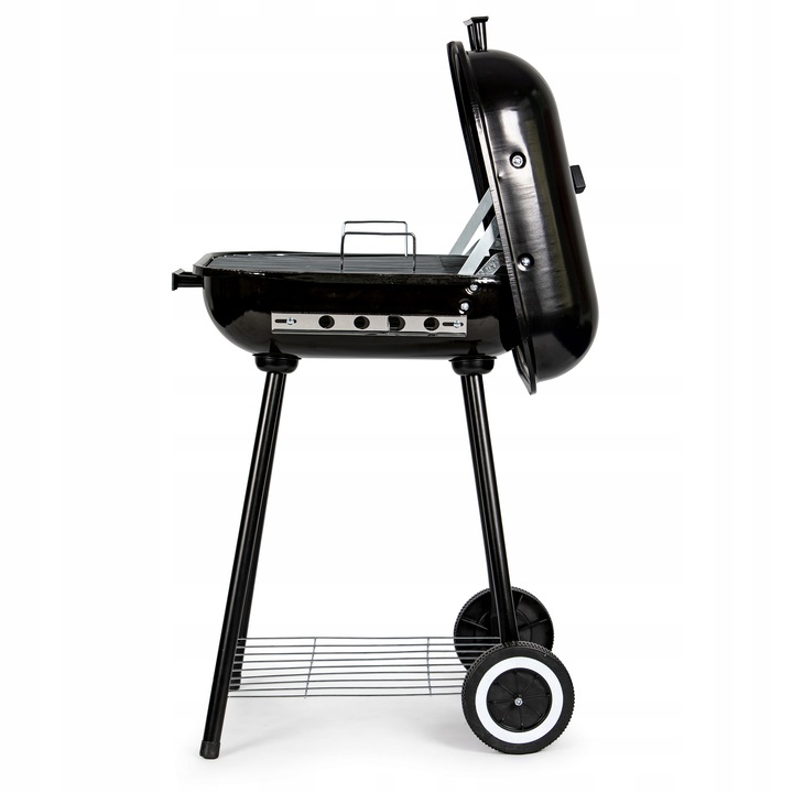 Grill Ogrodowy z Pokrywą, Kółkami Czarny 43 x 40 cm