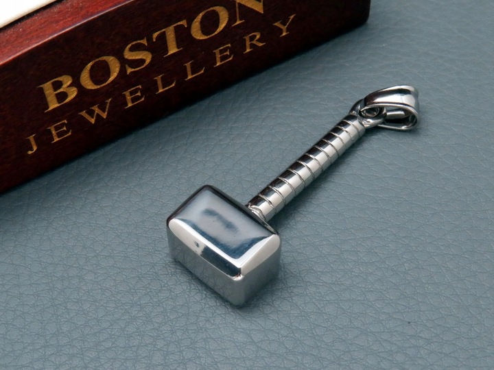 SREBRNY DUŻY MŁOT NA ŁAŃCUSZEK STAL 316L ORYGINAŁ