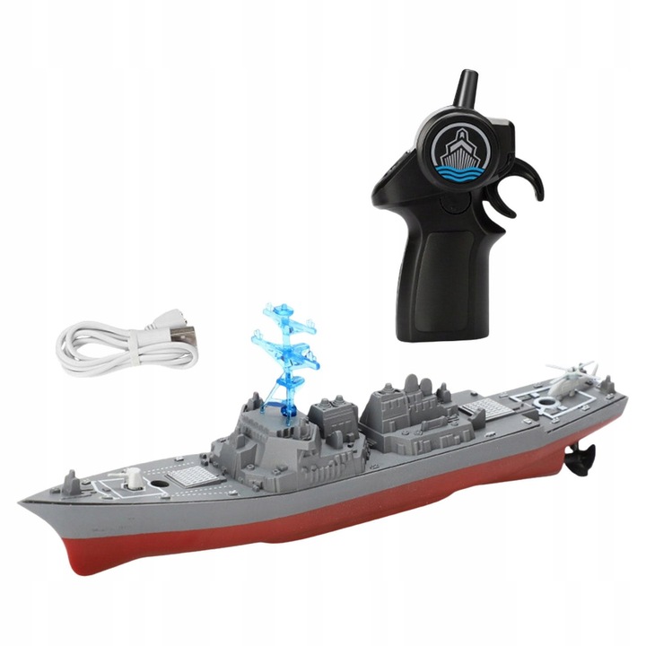 Przypomnienie o niskim stanie baterii łodzi zdalnie sterowanej, ładowalnej,