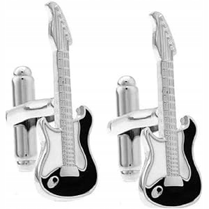 Spinki do mankietów Muzyczne Gitara Elektryczna Czarna prezent dla muzyka