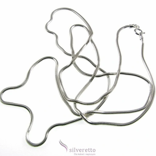 Długi srebrny łańcuszek żmijka okrągła snake 70 cm