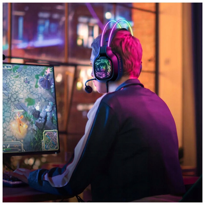 ONIKUMA SŁUCHAWKI GAMINGOWE X22 DLA GRACZY DO GRANIA Z MIKROFONEM RGB LED