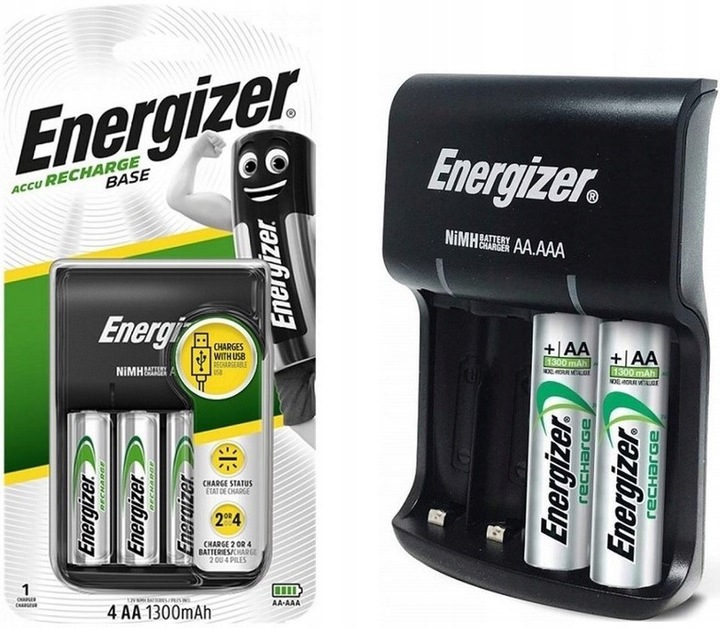 Ładowarka ENERGIZER Base Baterii AAA R3 AA R6 + 4x Akumulatorki AA 1300mAh