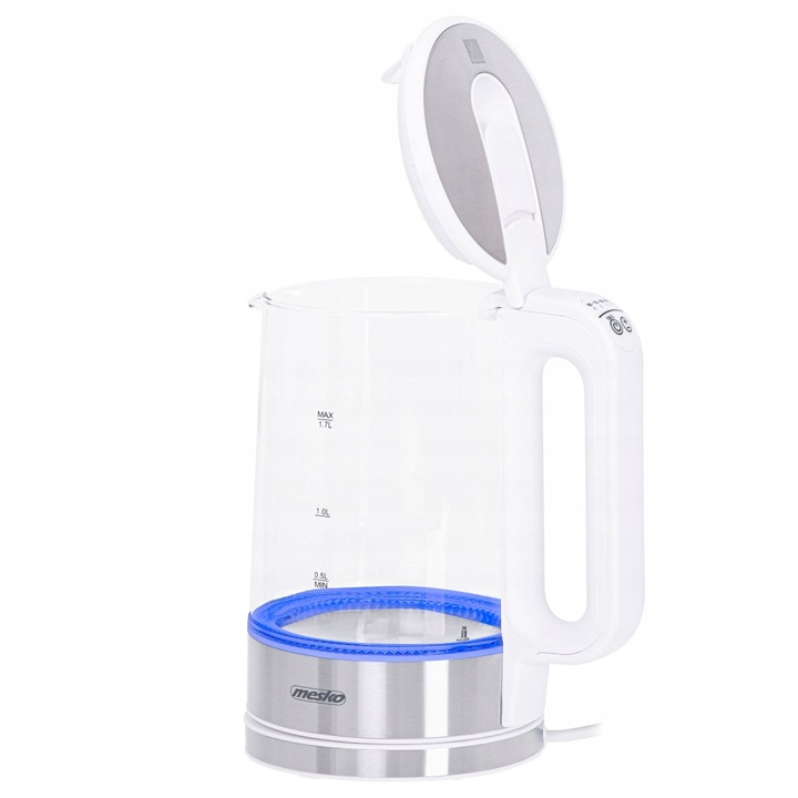 CZAJNIK ELEKTRYCZNY SZKLANY bezprzewodowy REGULACJA TEMPERATURY 1,7L BIAŁY