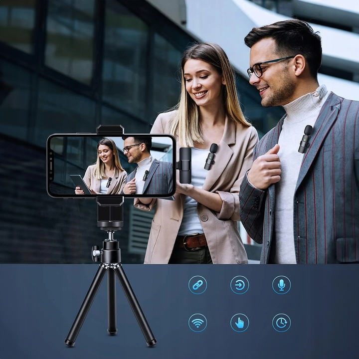 MIKROFON KRAWATOWY BEZPRZEWODOWY IPHONE BLUETOOTH USB C DO TELEFONU ANDROID