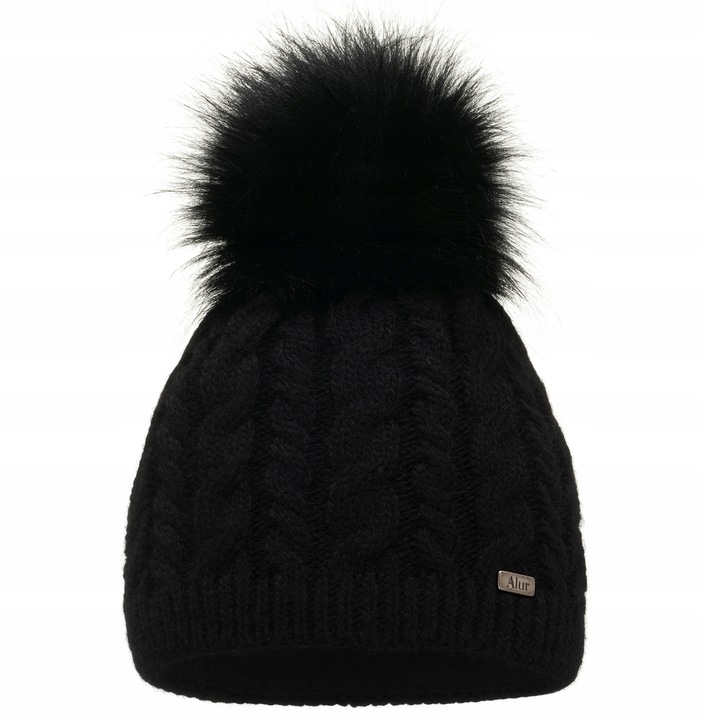 Czapka damska zimowa Ciepła dwuwarstwowa z polarem Pompon POLSKA Produkcja