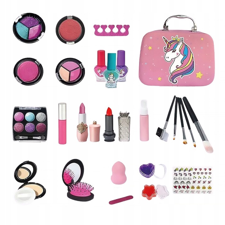 KUFEREK KOSMETYKÓW Zestaw do MAKIJAŻU I PAZNOKCI DLA DZIECI DOMOWE SPA