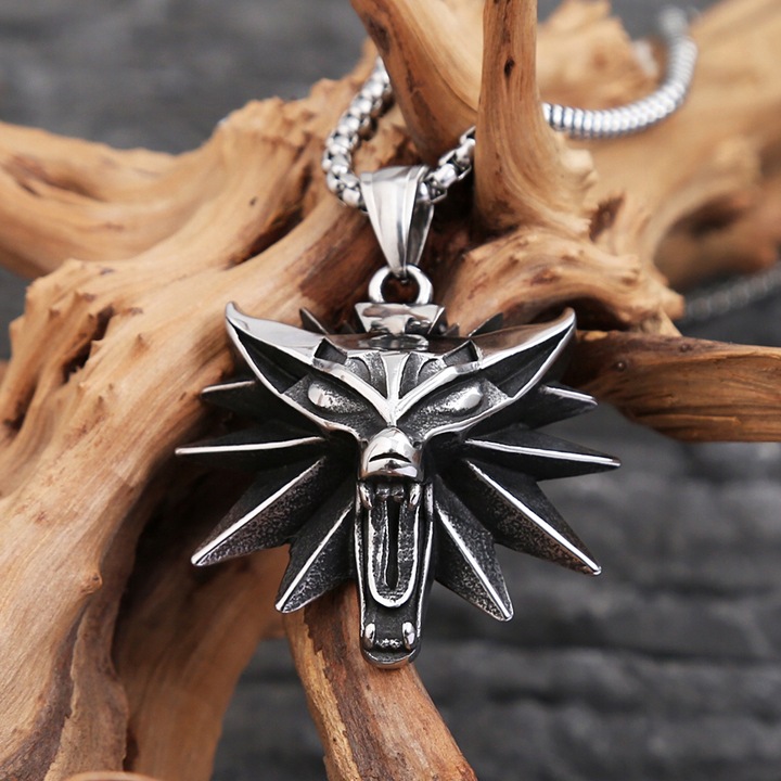 NASZYJNIK MEDALION WIEDŹMIN WILK WITCHER DZIKI GON 3 STAL CHIRURGICZNA 316L