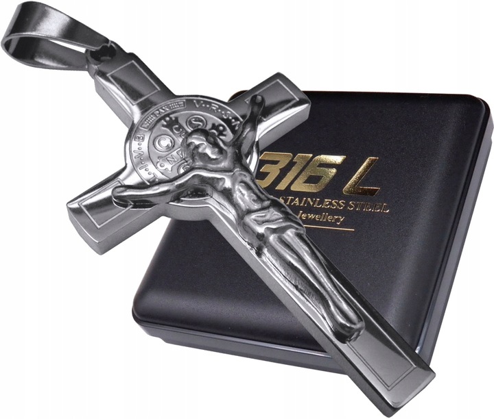 SREBRNY KRZYŻ KRZYŻYK NA ŁAŃCUSZEK DWUSTRONNY STAL CHIRURGICZNA PREMIUM