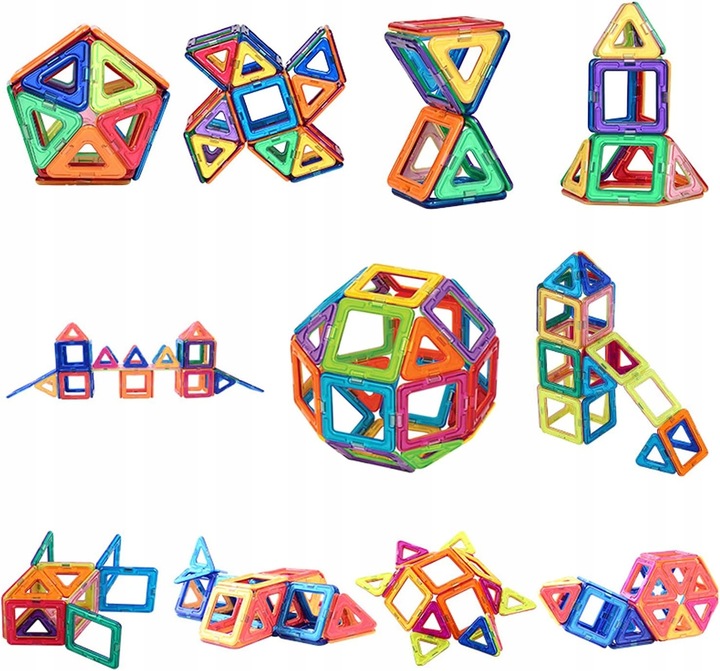 DUŻE KLOCKI MAGNETYCZNE KONSTRUKCYJNE EDUKACYJNE DLA DZIECI 3D 180ELE