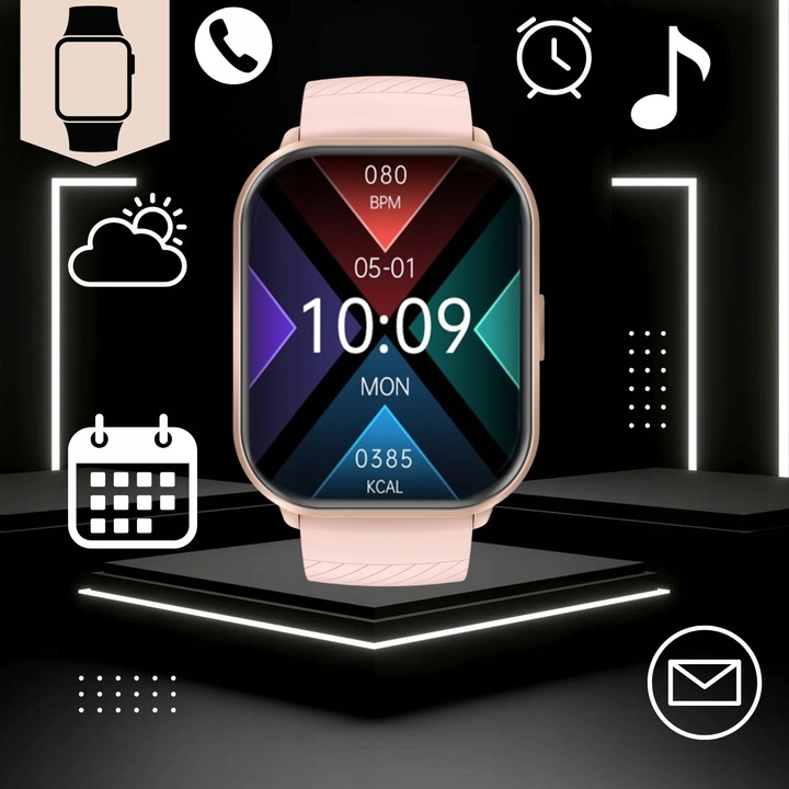 ZEGAREK SMARTWATCH DAMSKI POLSKIE MENU ROZMOWY PULS CIŚNIENIE SPORT 2 PASKI