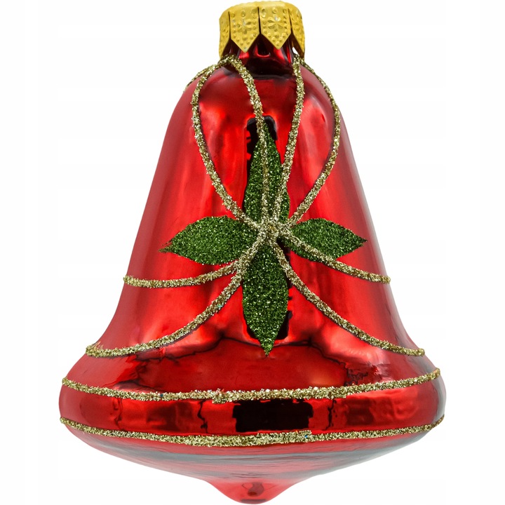 ZESTAW 3 szt. Bombka choinkowa ręcznie malowana - Dzwonek czerwony