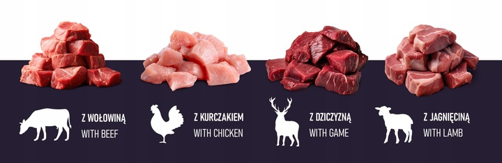 Bezzbożowa Karma dla kota TASTY CHUNKIES MIX SMAKÓW 84% MIĘSA 12+12 GRATIS