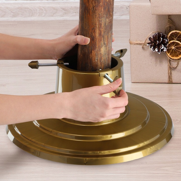 STOJAK POD CHOINKĘ CHOINKOWY PODSTAWKA DRZEWKO 2m POJEMNIK NA WODĘ 1L ZŁOTY