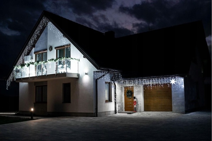 SOPLE 500 LED KURTYNA LAMPKI ZEWNĘTRZNE Białe Zimnee 24m Lampki Girlanda