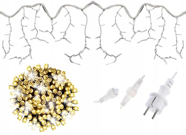 GIRLANDA SOPLE 200 LED 8M STAŁE BIAŁE CIEPŁE EFEKT FLASH FLESZ ZEWNĘTRZNE