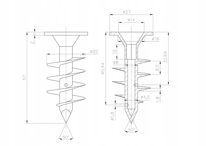 Kołek wkręt do folii kubełkowej fundamentowej 100s