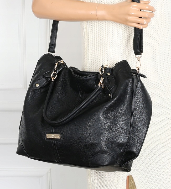 Torebka Damska Worek shopper włoska marka CHARRO A4 pojemna CH7720 Czarna