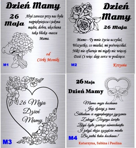 Srebrne Kolczyki 925 Wiszące Serca z Różą Grawer