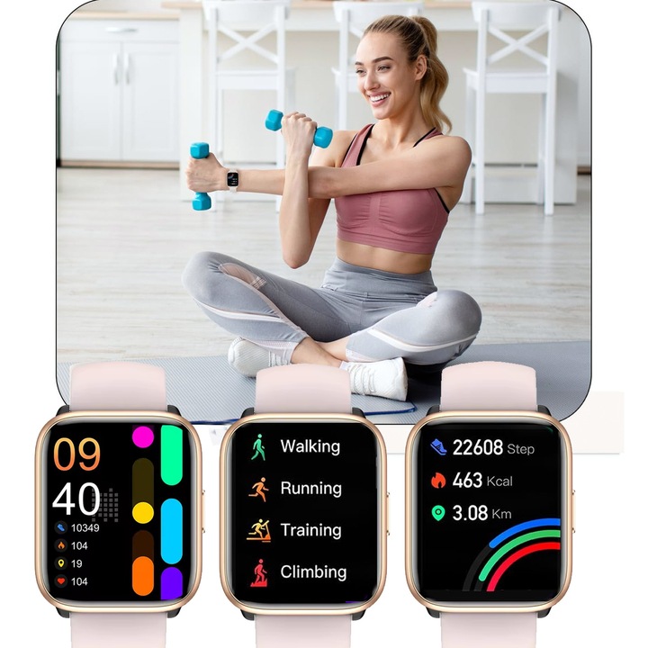 SMARTWATCH ZEGAREK POLSKIE MENU ROZMOWY SPORT SMART WATCH DAMSKI 2 PASKI