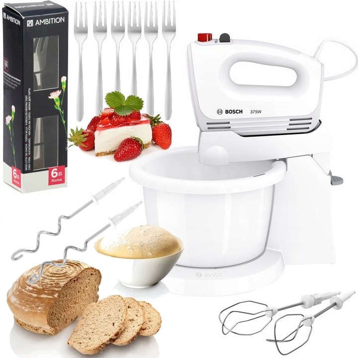 BOSCH MIKSER RĘCZNY ROBOT KUCHENNY z MISĄ MQWPL2000 375W +WIDELCZYKI CIASTA