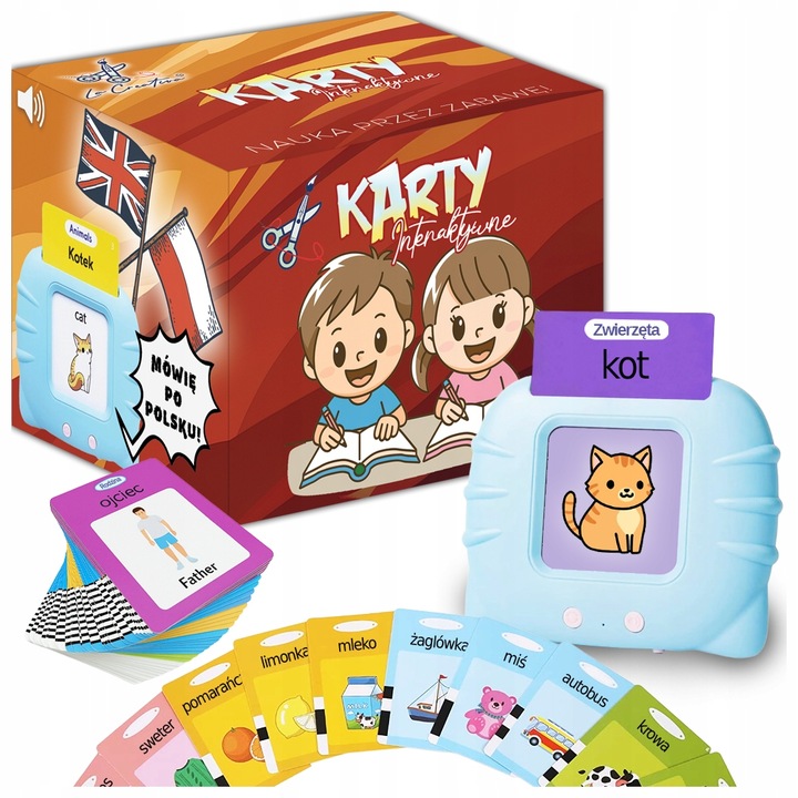 Czytnik Kart Do Nauki słówek POLSKI ANGIELSKI 1020+ SŁÓW TRZY TRYBY JĘZYKÓW