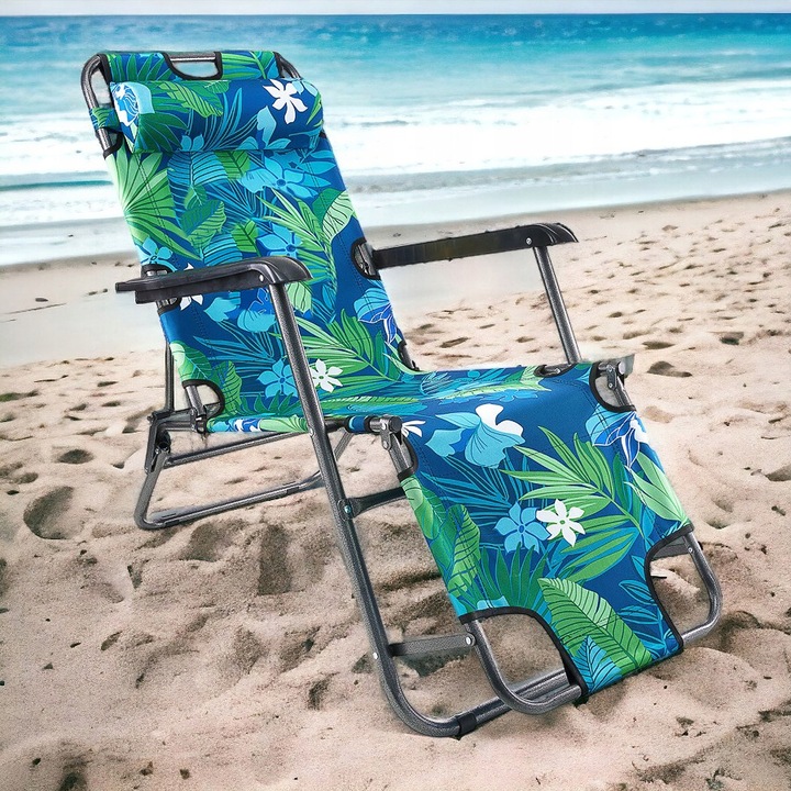3 WZORY LEŻAK PLAŻOWY FOTEL OGRODOWY SKŁADANY NA PLAŻĘ 2W1